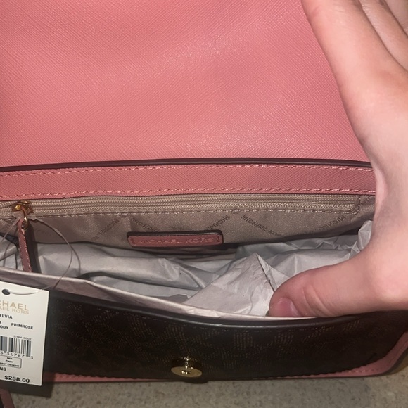 NWT Micheal Kors Pink & Brown Crossbody - Picture 9 of 11
